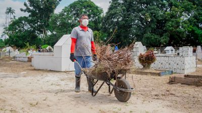 notícia: Prefeitura de Benevides prepara os cemitérios para o dia das mães 	