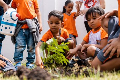 notícia: Crianças do CMEI Florescer comemoram o Dia da Árvore com plantio